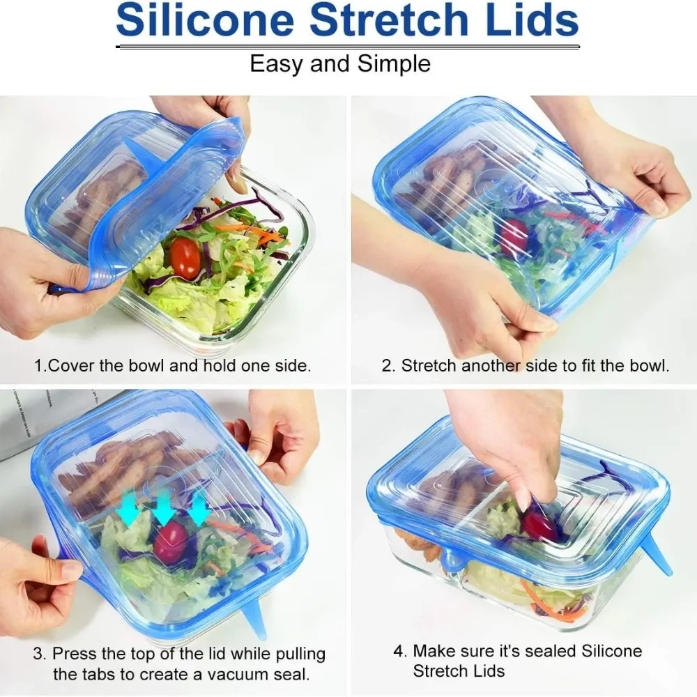 Couvercles extensibles en silicone pour conservation des aliments