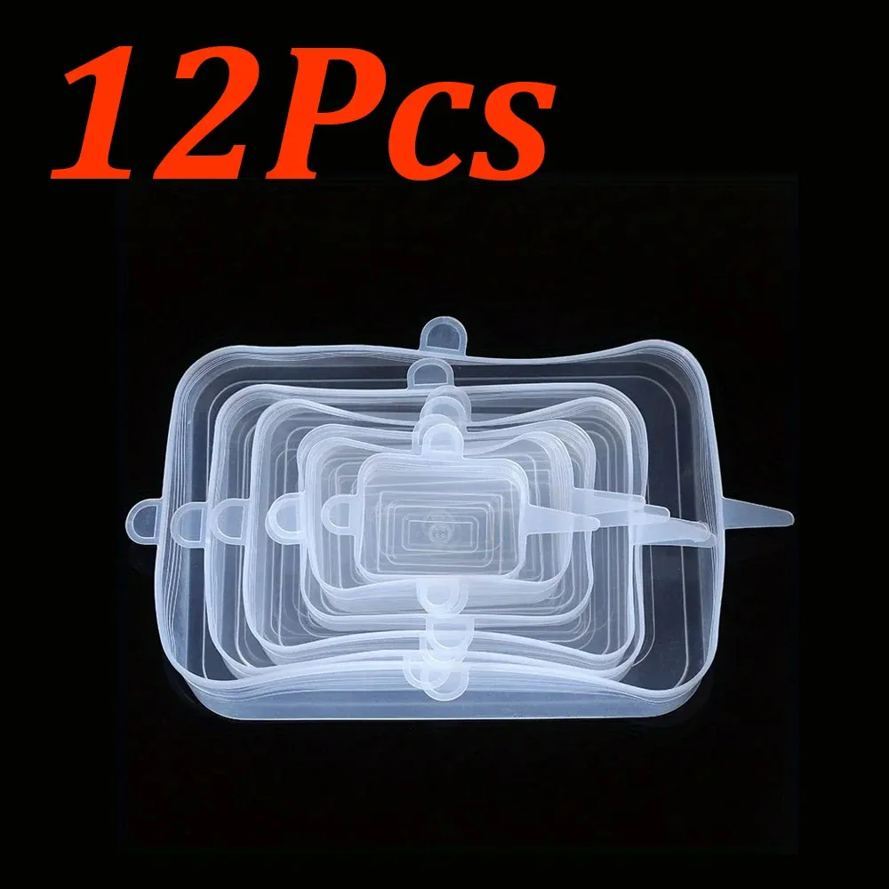 Couvercles en silicone extensibles et réutilisables pour aliments, lot de 6 à 24 pièces 11