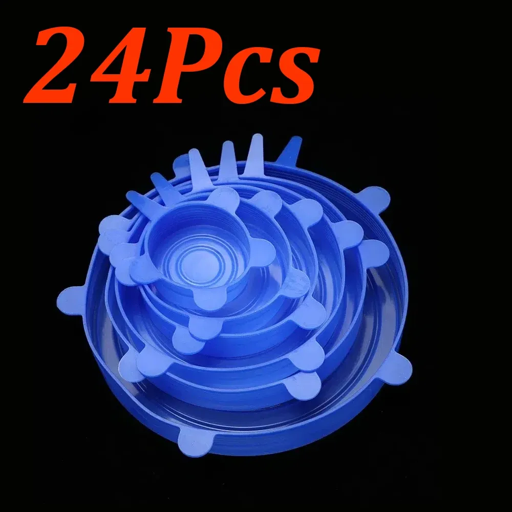 Couvercles en silicone extensibles et réutilisables pour aliments, lot de 6 à 24 pièces 9