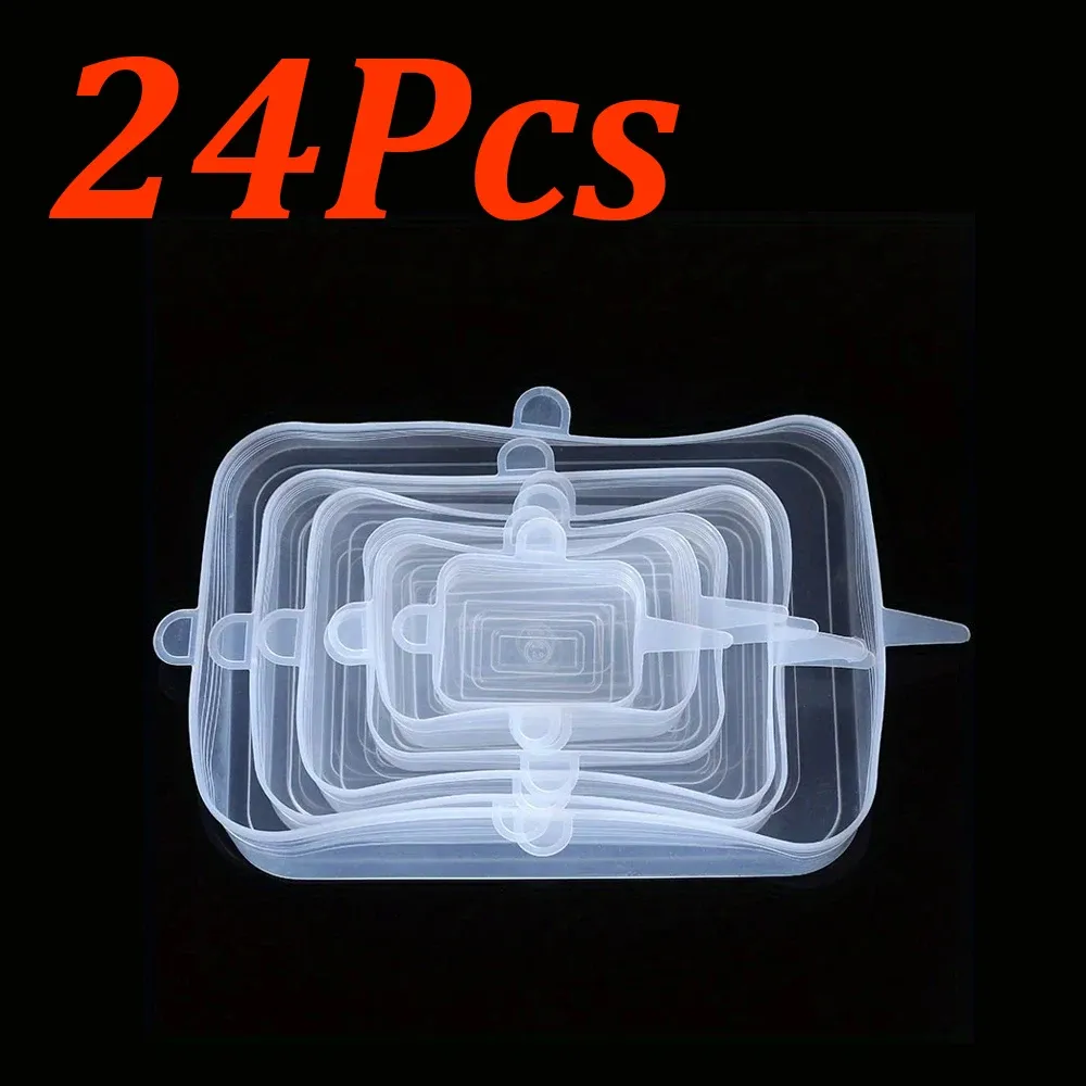 Couvercles en silicone extensibles et réutilisables pour aliments, lot de 6 à 24 pièces 8