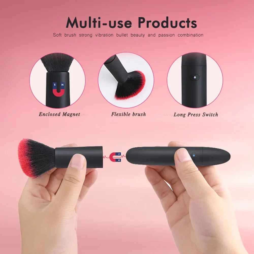 Brosse de maquillage électrique pour poudre libre et blush, 10 vitesses, rechargeable 2