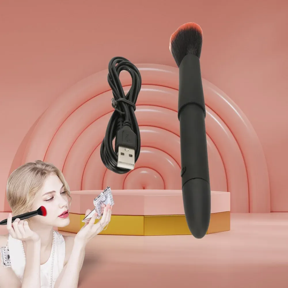 Brosse de maquillage électrique pour poudre libre et blush, 10 vitesses, rechargeable 5