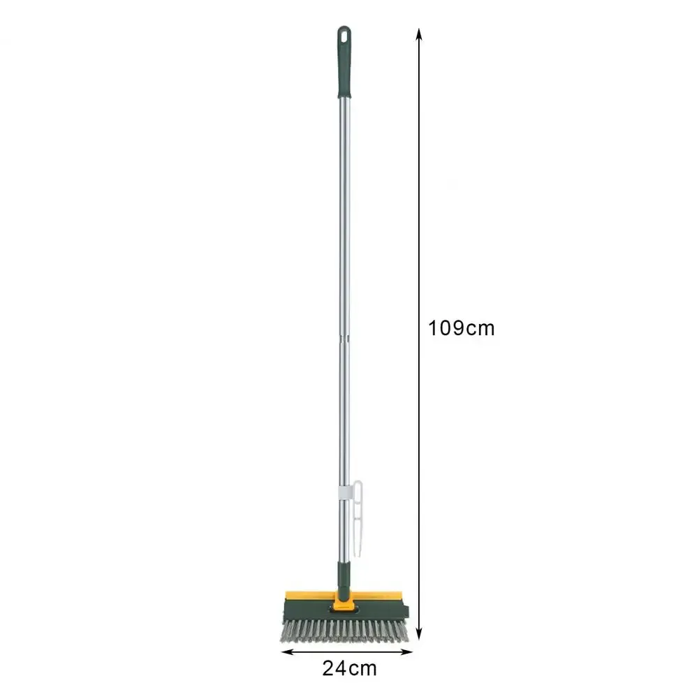 Brosse de nettoyage rotative pour sols avec long manche, brosse à joints et brosse en V à poils rigides avec raclette 6