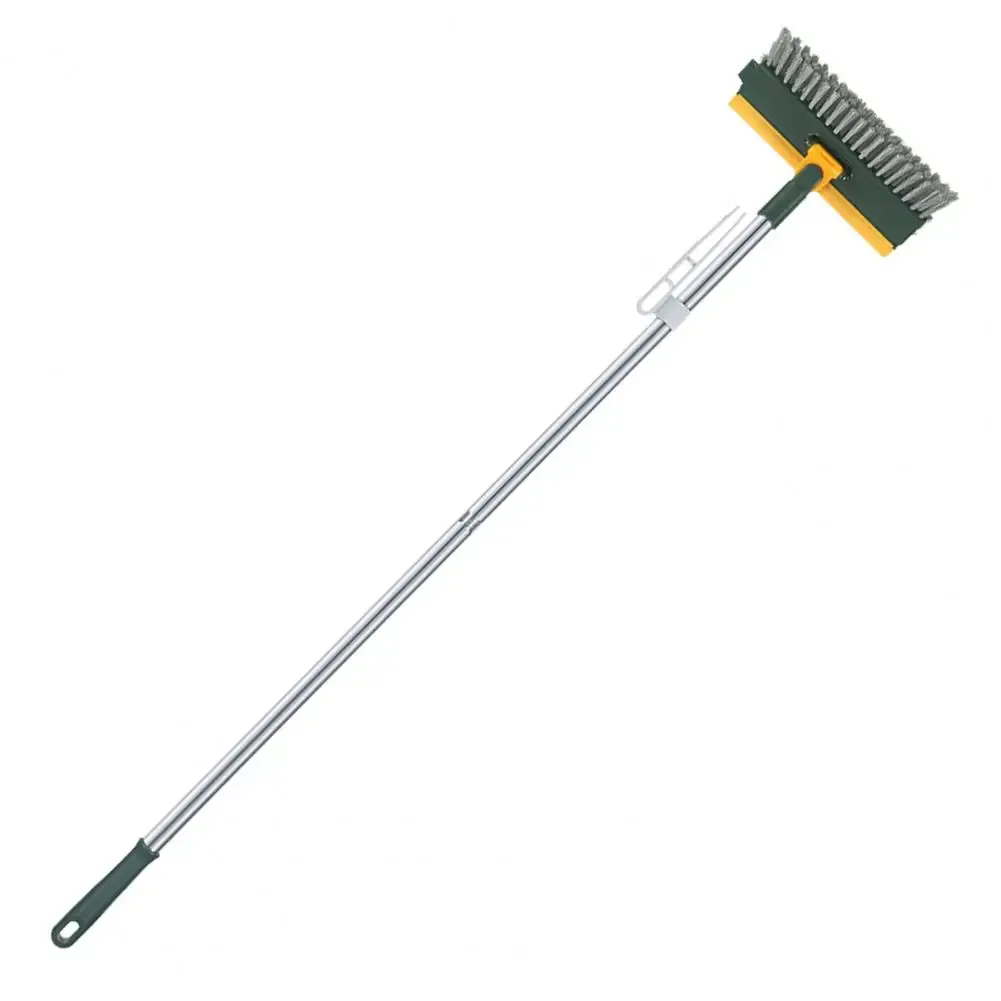 Brosse de nettoyage rotative pour sols avec long manche, brosse à joints et brosse en V à poils rigides avec raclette 7
