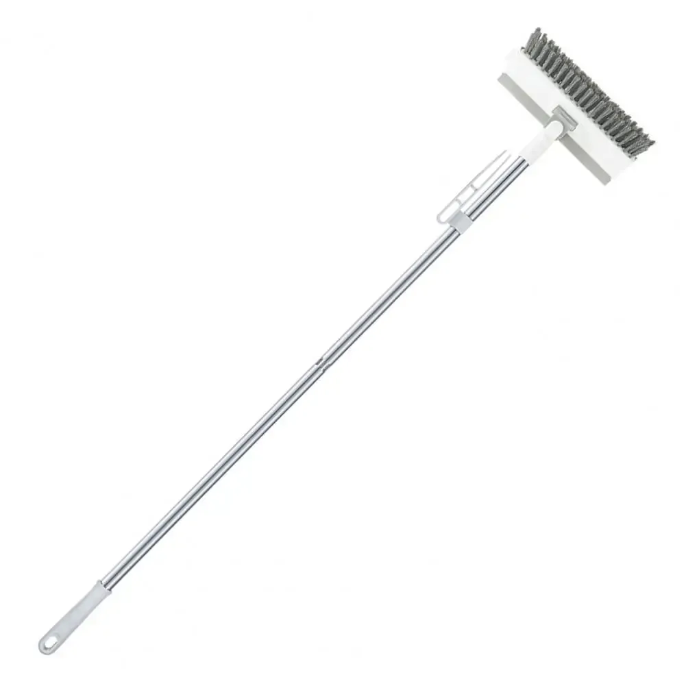 Brosse de nettoyage rotative pour sols avec long manche, brosse à joints et brosse en V à poils rigides avec raclette 8