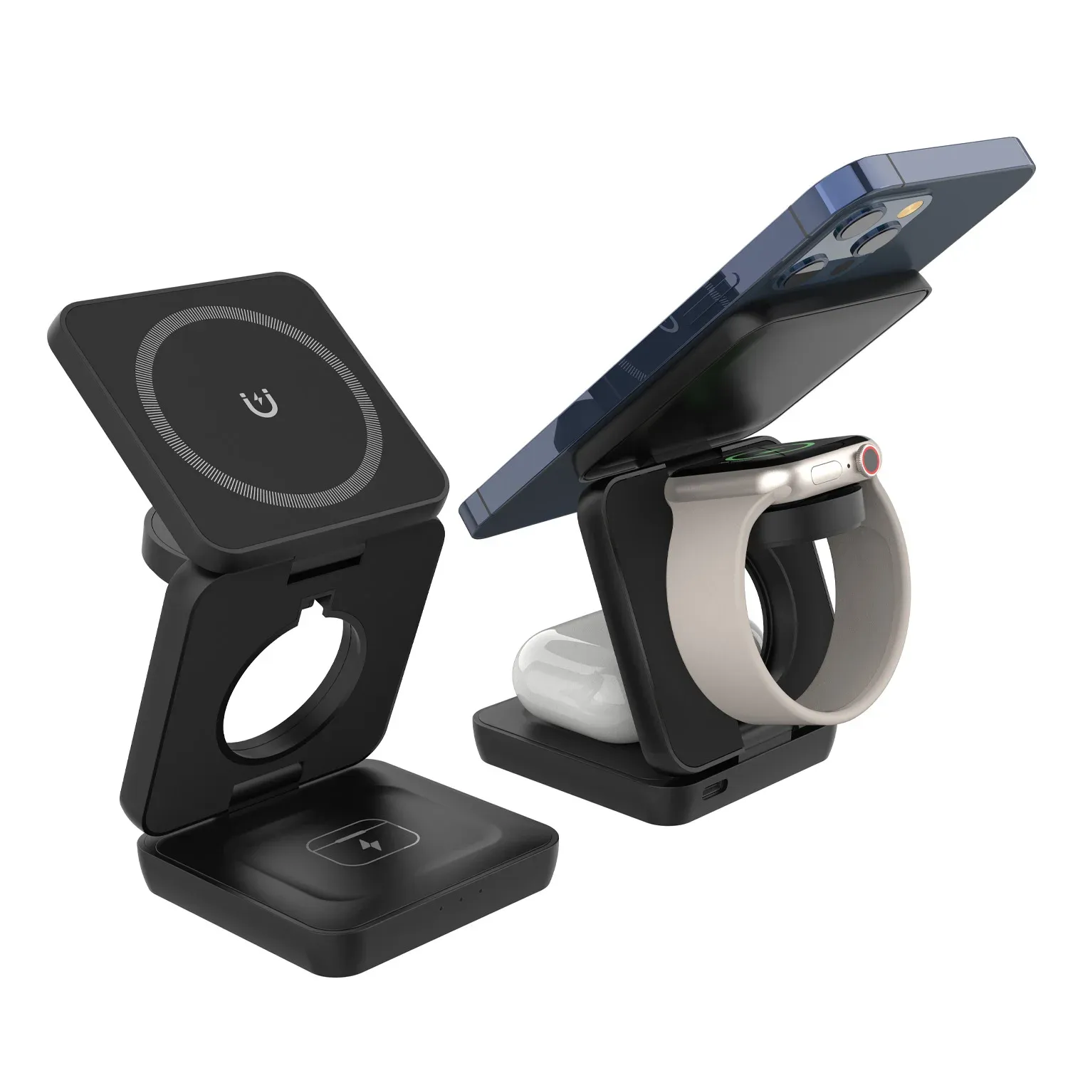 Station de charge sans fil magnétique pliable 3 en 1 pour iPhone 16, 15, 14, 13 Pro Max, Apple Watch 8 et 9 5