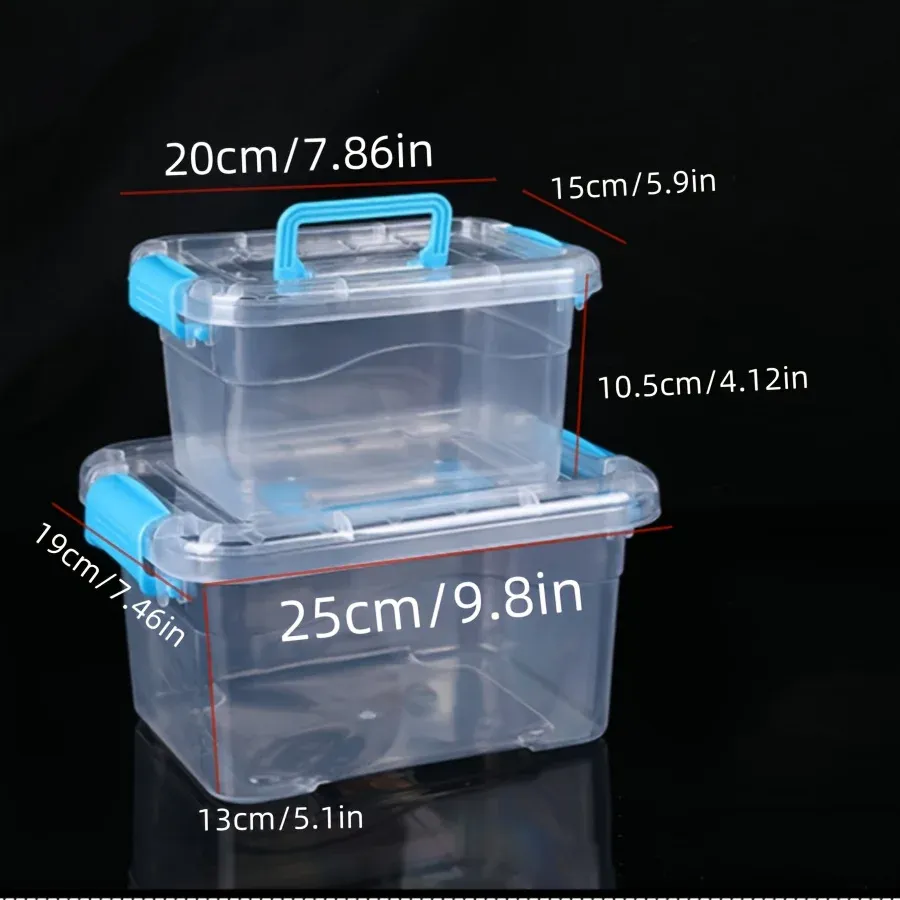 Lot de 2 boîtes de rangement en plastique transparent multifonctionnelles, grand format, pour bureau, vêtements et documents 5