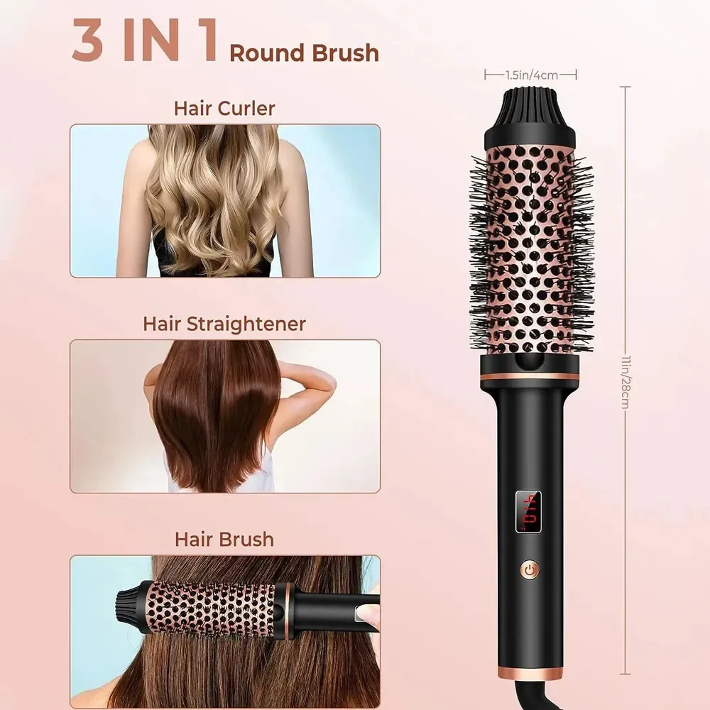 Fer à lisser ionique 3 en 1 : fer à friser professionnel et brosse chauffante anti-brûlure 6