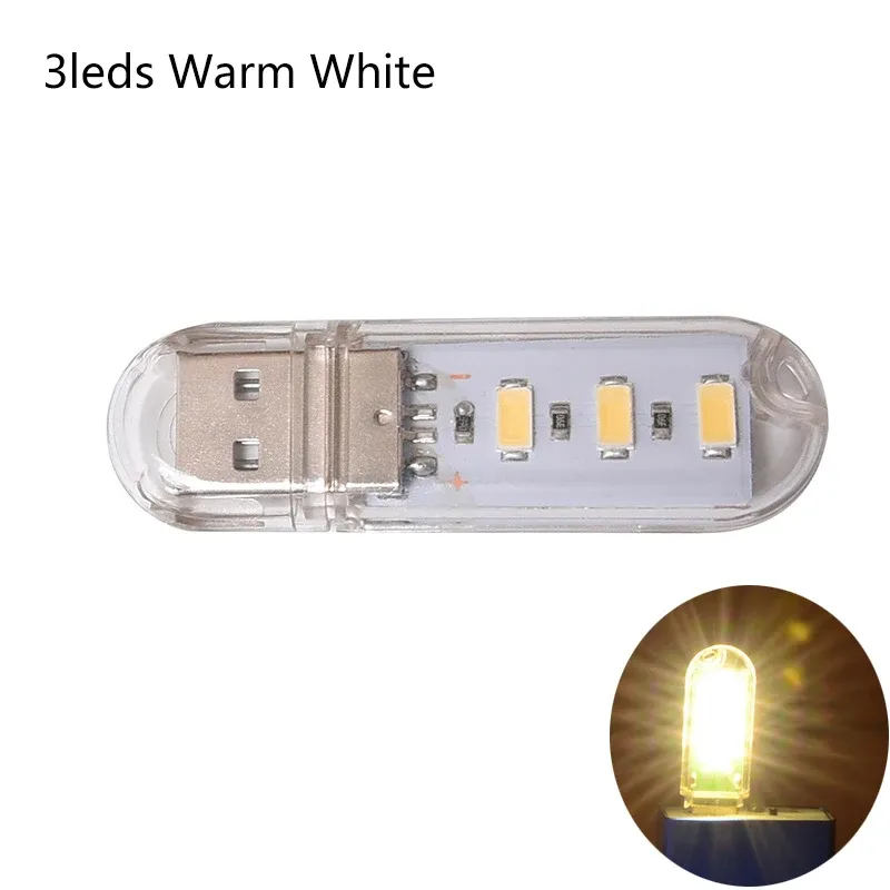 Mini lampe livre USB à LED, lampe de lecture portable ultra lumineuse DC 5V pour batterie externe, camping et ordinateurs portables 9