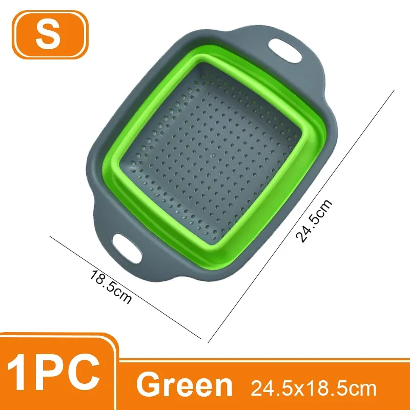 Égouttoir pliable carré en silicone avec poignée, panier de lavage pour fruits et légumes, passoire multi-usage (lot de 1 ou 2 pièces) 18