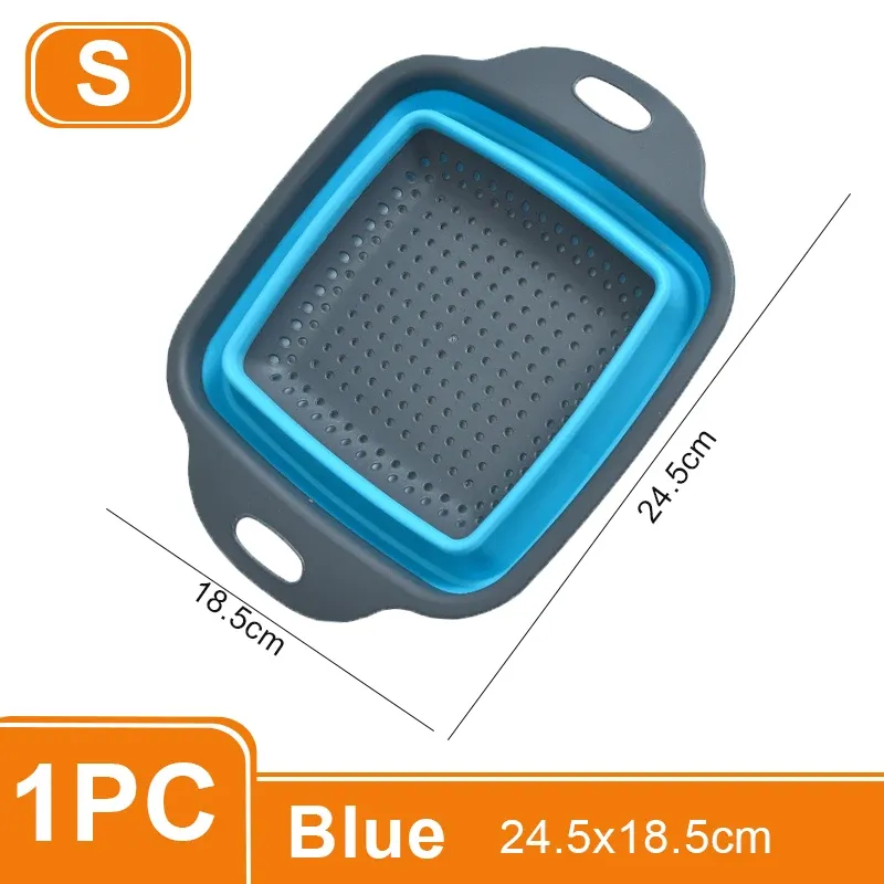 Égouttoir pliable carré en silicone avec poignée, panier de lavage pour fruits et légumes, passoire multi-usage (lot de 1 ou 2 pièces) 16