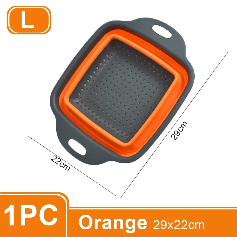 Égouttoir pliable carré en silicone avec poignée, panier de lavage pour fruits et légumes, passoire multi-usage (lot de 1 ou 2 pièces) 7