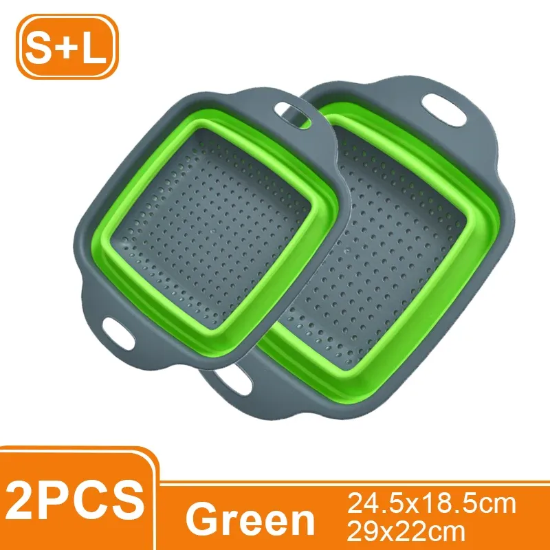 Égouttoir pliable carré en silicone avec poignée, panier de lavage pour fruits et légumes, passoire multi-usage (lot de 1 ou 2 pièces) 14