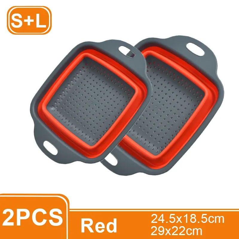 Égouttoir pliable carré en silicone avec poignée, panier de lavage pour fruits et légumes, passoire multi-usage (lot de 1 ou 2 pièces) 13