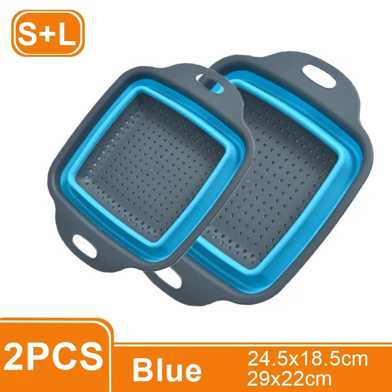 Égouttoir pliable carré en silicone avec poignée, panier de lavage pour fruits et légumes, passoire multi-usage (lot de 1 ou 2 pièces) 12