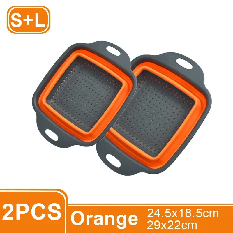 Égouttoir pliable carré en silicone avec poignée, panier de lavage pour fruits et légumes, passoire multi-usage (lot de 1 ou 2 pièces) 11