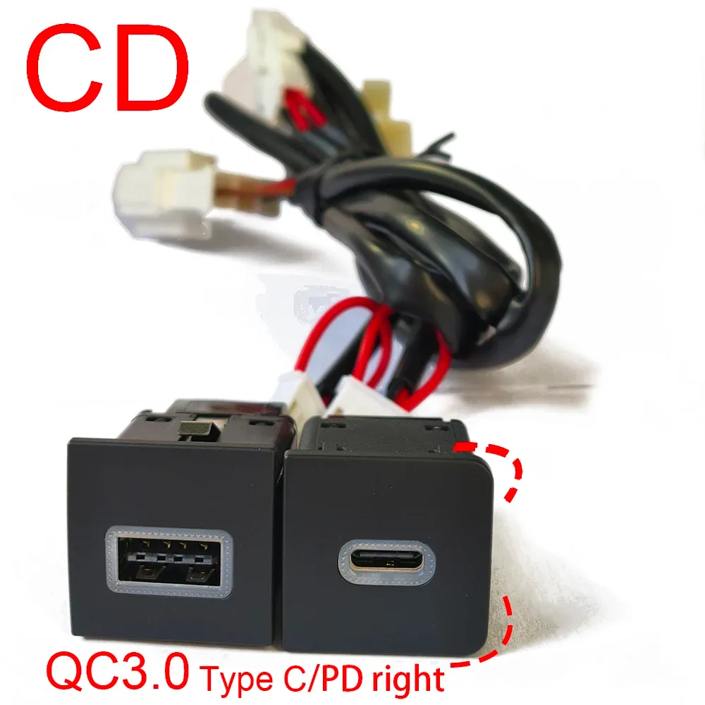Chargeur USB de voiture à charge rapide PD et QC 3.0 pour VW Golf 6 (MK6), Jetta 5 (MK5) et Scirocco (2006-2012), avec bouton adaptateur 10
