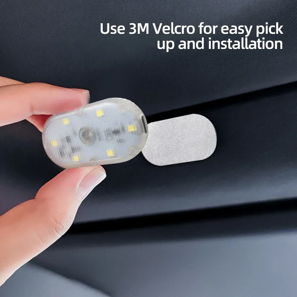 Éclairage LED de voiture rechargeable par USB avec capteur tactile, lampe de lecture et veilleuse 5