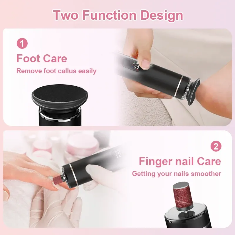 Râpe électrique pour callosités des pieds 2-en-1 avec kit de manucure et pédicure, noir 3