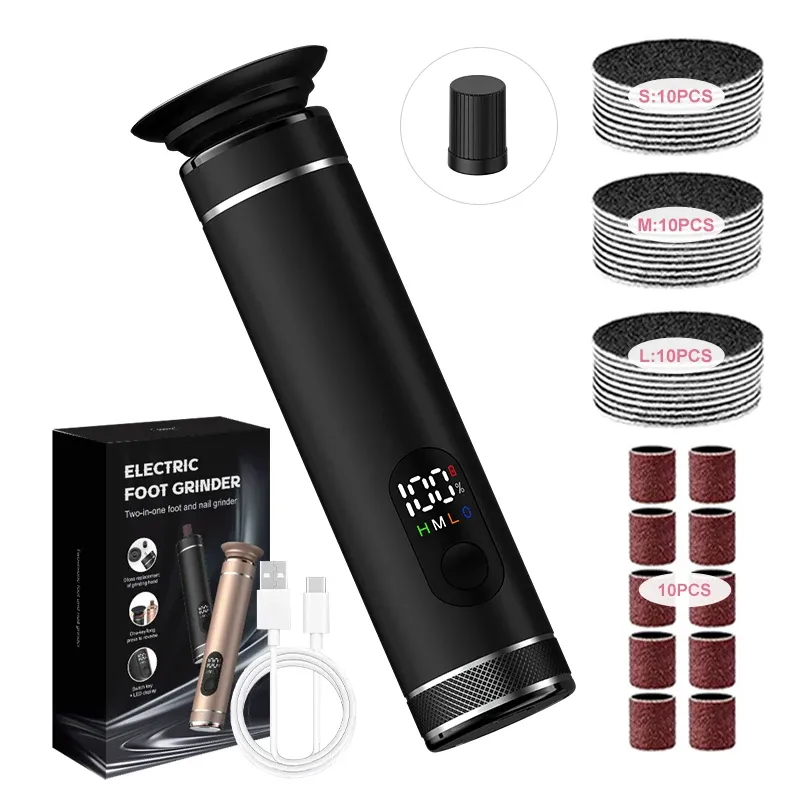 Râpe électrique pour callosités des pieds 2-en-1 avec kit de manucure et pédicure, noir 8