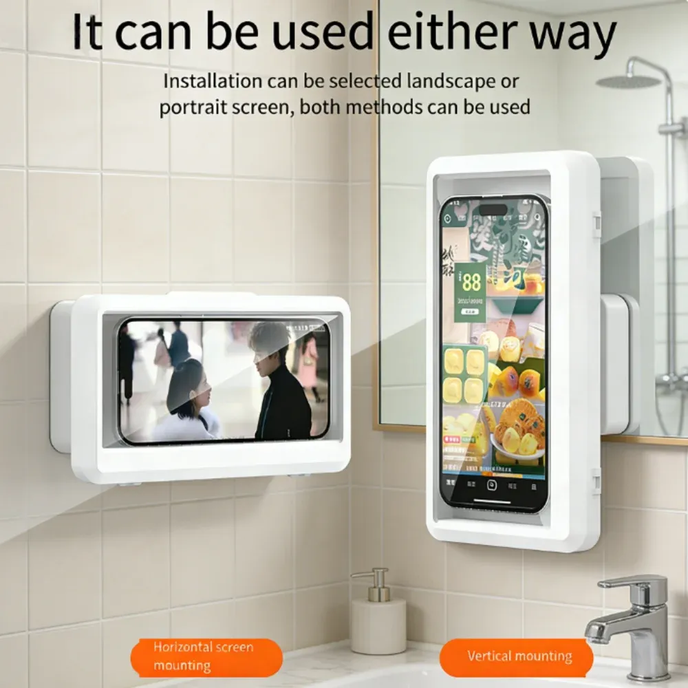 Étui étanche et anti-buée auto-adhésif pour téléphone portable, support pour salle de bain et douche - Image 1