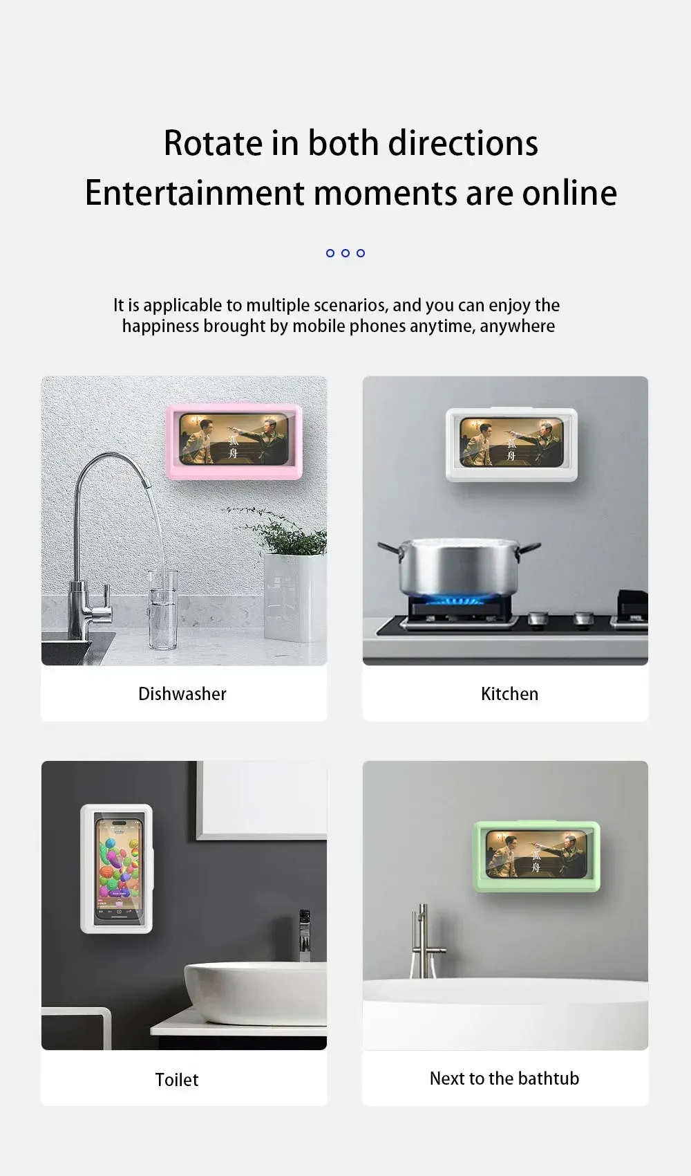 Support de téléphone pour salle de bain en situation