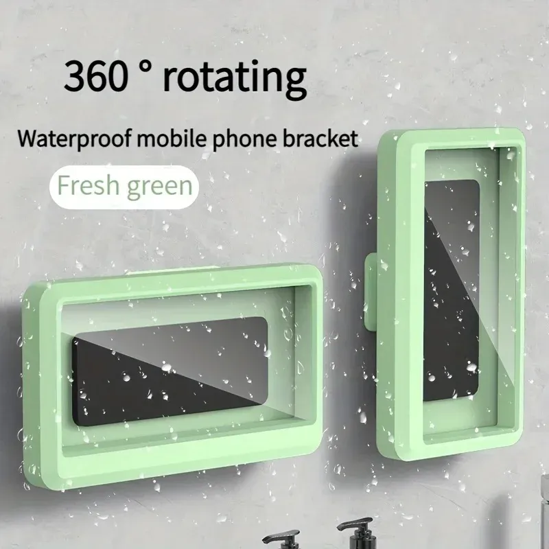 Étui étanche et anti-buée auto-adhésif pour téléphone portable, support pour salle de bain et douche 9