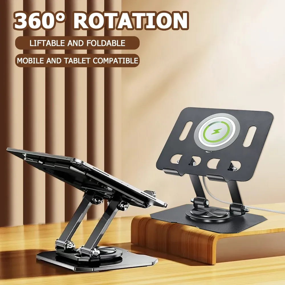 Support de tablette rotatif à 360°, pliable et réglable pour bureau, compatible iPad Pro, Air, mini et téléphones de 4,7 à 10 pouces