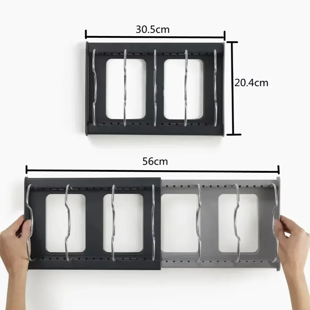 Support de rangement extensible pour casseroles et poêles, support réglable pour ustensiles de cuisine, étagère de rangement pour couvercles, égouttoir pour comptoir de cuisine et garde-manger 3