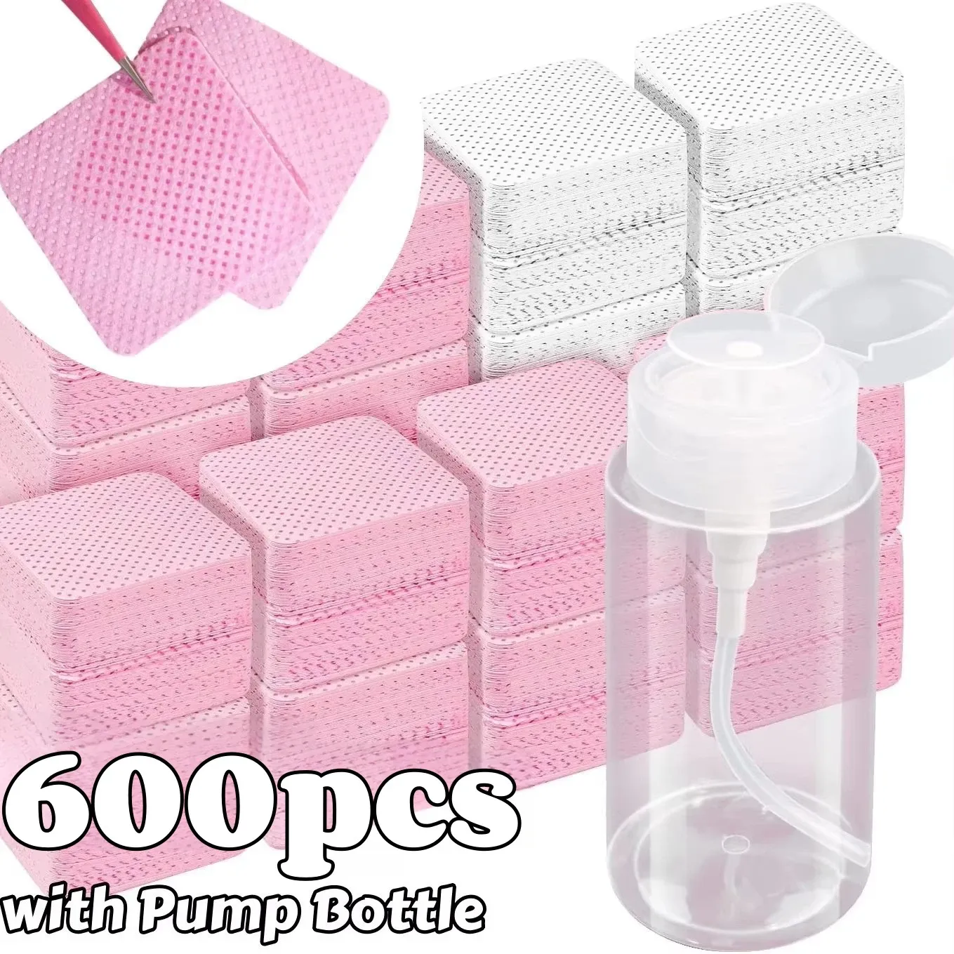 Lingettes non pelucheuses pour ongles, 20 à 600 pièces, tampons de nettoyage en gel sans aluminium pour dissolvant de vernis, outil de soin et de nettoyage pour nail art - Image 1