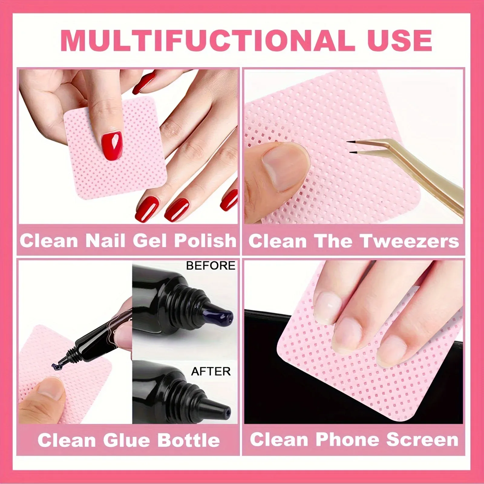 Lingettes à ongles non pelucheuses, préparation de l'ongle
