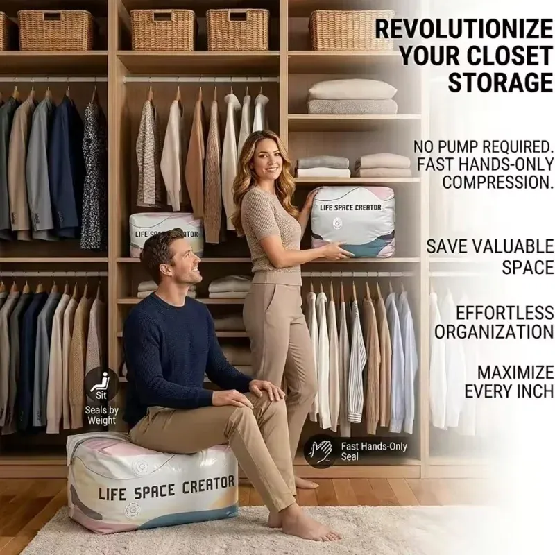 Sacs de rangement sous vide épais sans pompe pour vêtements et couettes 2