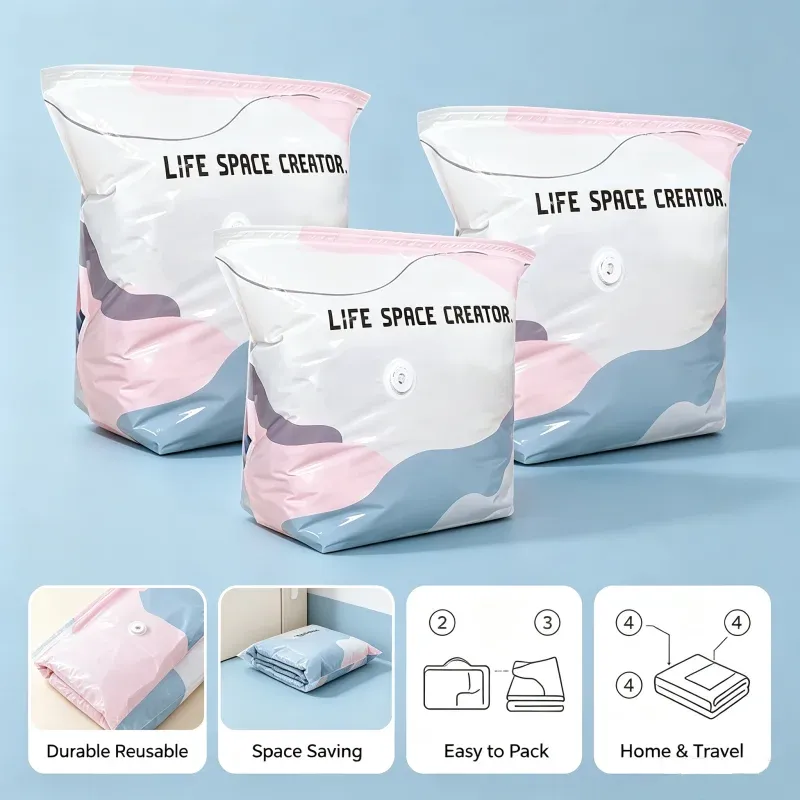 Sacs de rangement sous vide épais sans pompe pour vêtements et couettes - Image 1