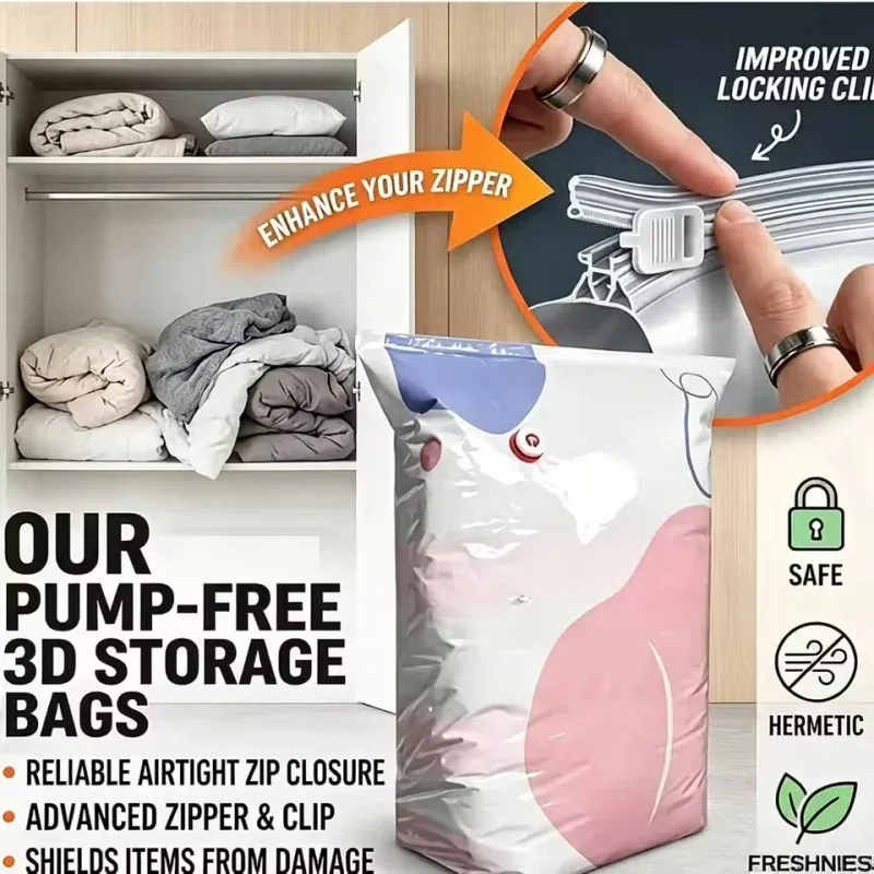 Sacs de rangement sous vide épais sans pompe pour vêtements et couettes 5