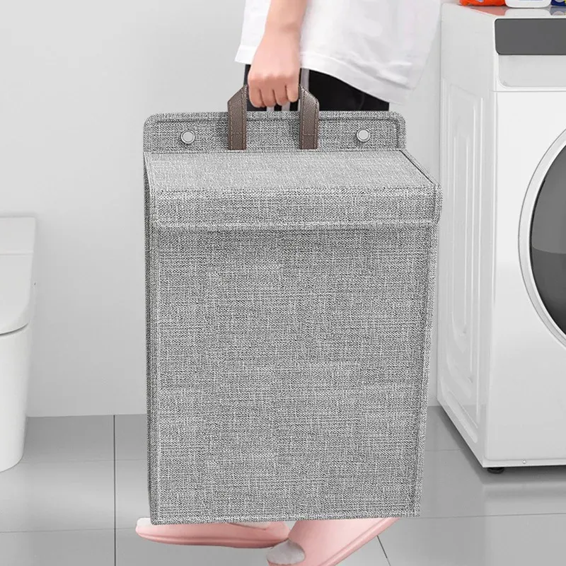 Panier à linge pliable mural pour salle de bain, respirant et de grande capacité 4