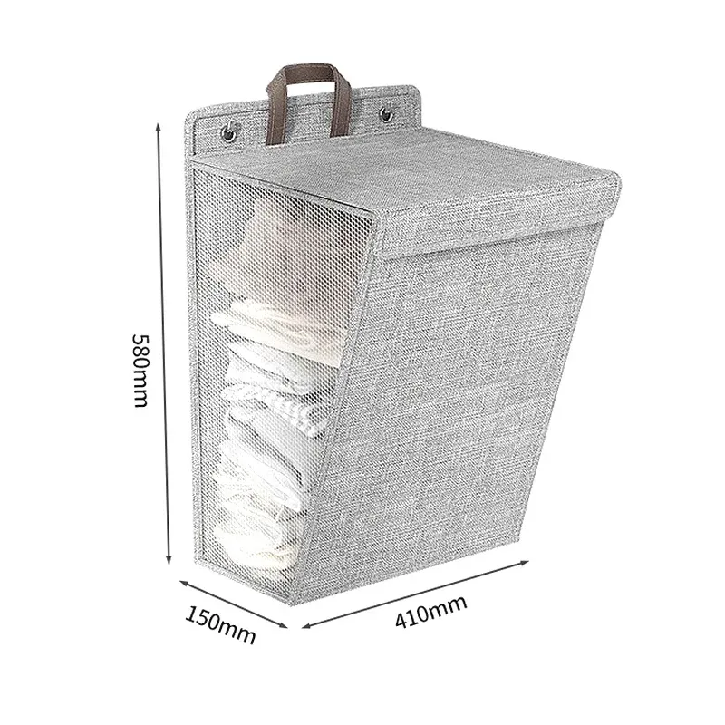 Panier à linge pliable mural pour salle de bain, respirant et de grande capacité 6