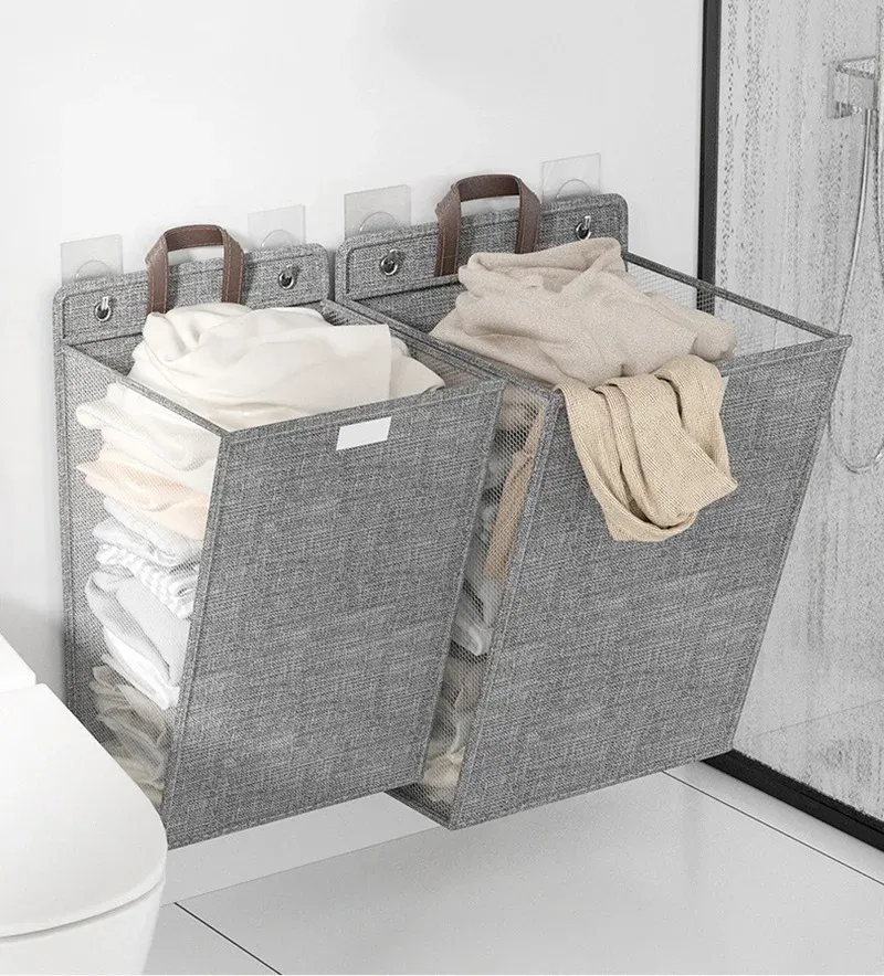 Panier à linge mural pliable dans une salle de bain moderne