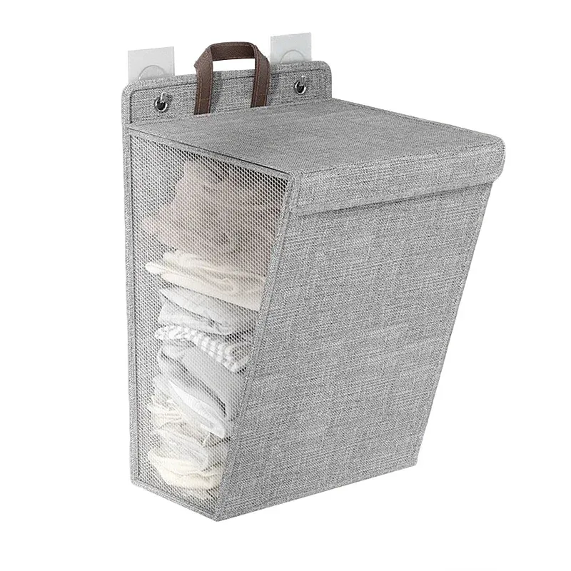 Panier à linge pliable mural pour salle de bain, respirant et de grande capacité 7