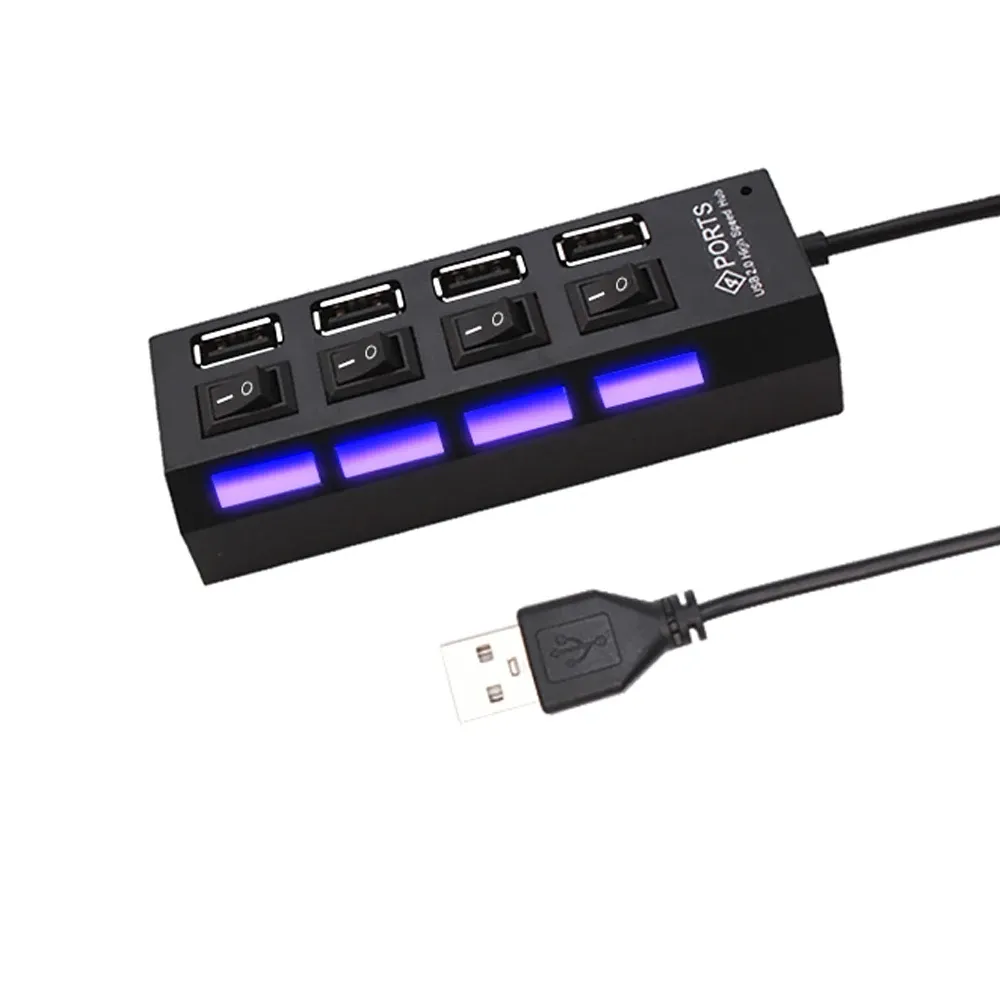 Hub USB multiport avec interrupteur pour PC, adaptateur secteur, extension USB 2.0 à 4/7 ports 4