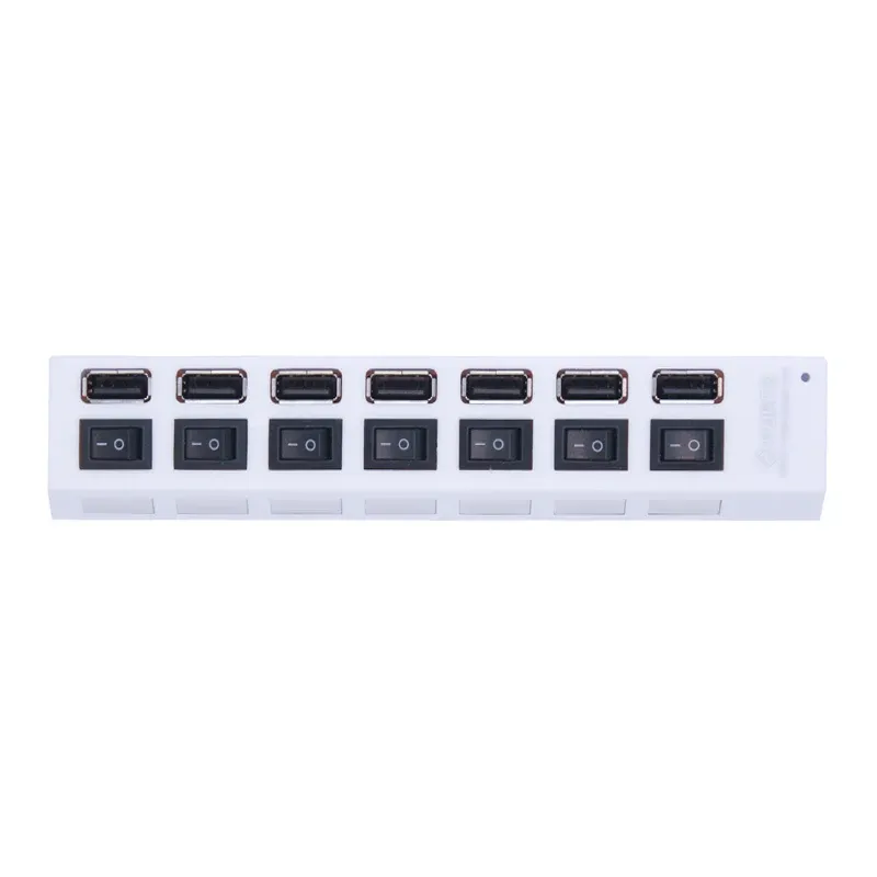 Hub USB multiport avec interrupteur pour PC, adaptateur secteur, extension USB 2.0 à 4/7 ports 8