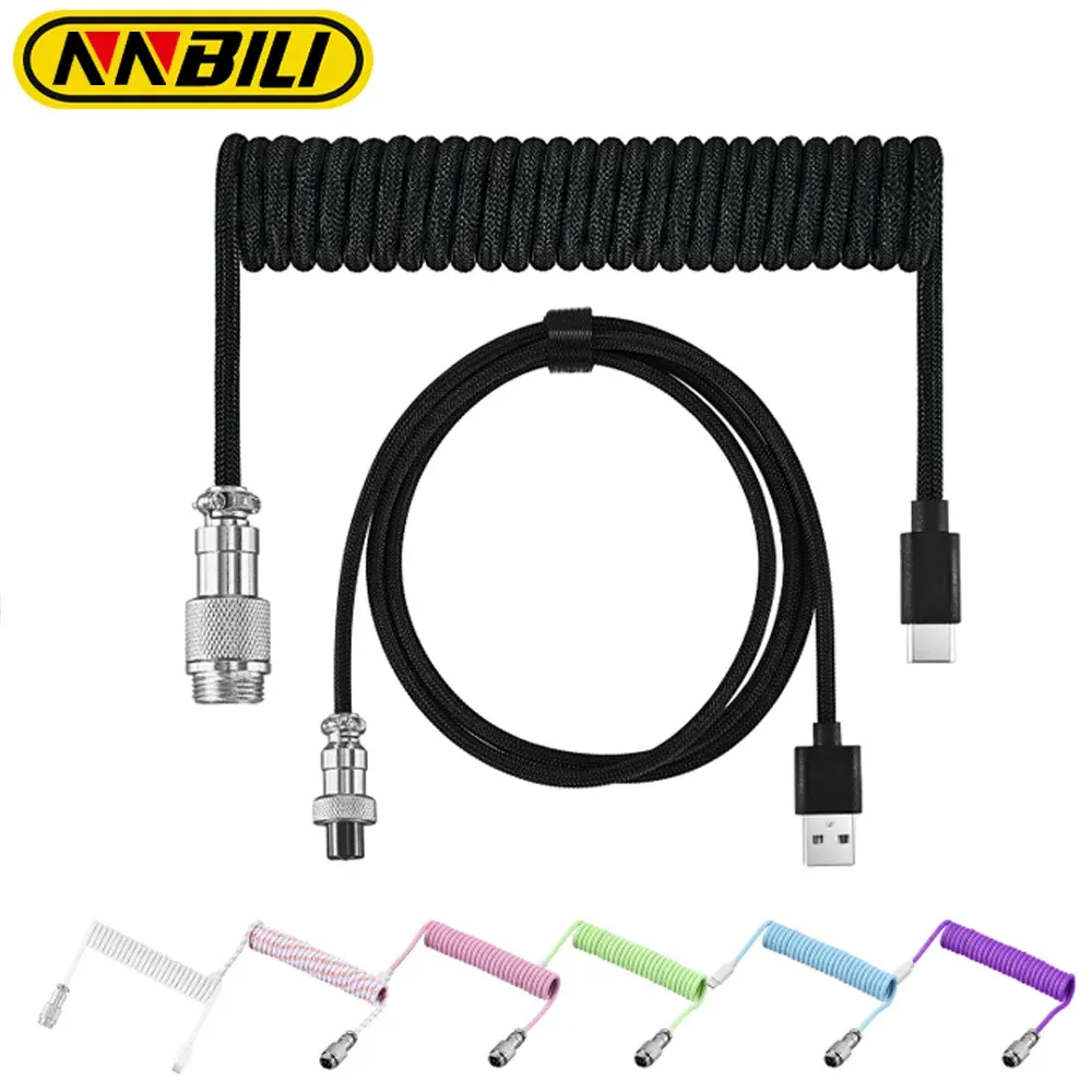 NNBILI Câble enroulé USB-C pour clavier mécanique, accessoire pour ordinateur de bureau et de jeu