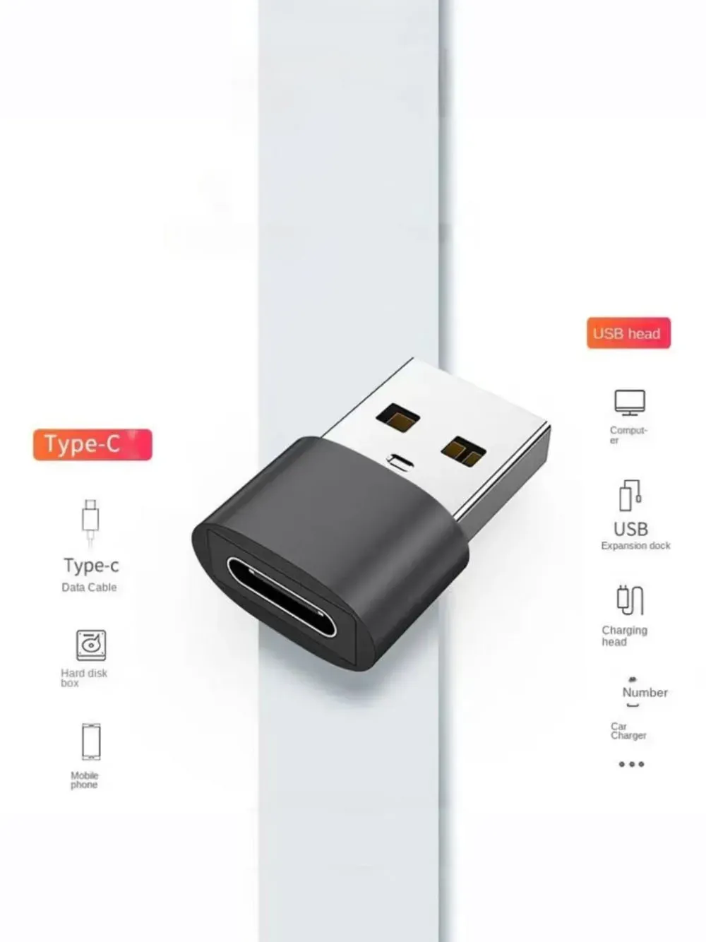 Lot de 8 adaptateurs USB-C vers USB et convertisseurs Micro USB vers USB-C pour ordinateur portable et voiture 5
