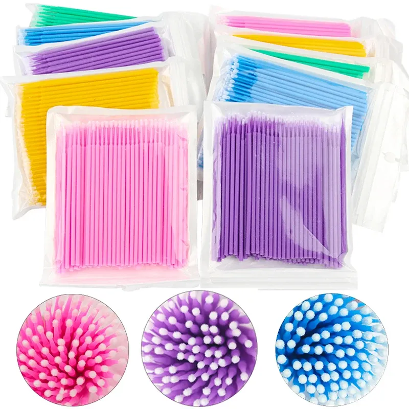 Brosse de nettoyage pour cils, lot de 100 pièces, microbrosses pour extensions de cils