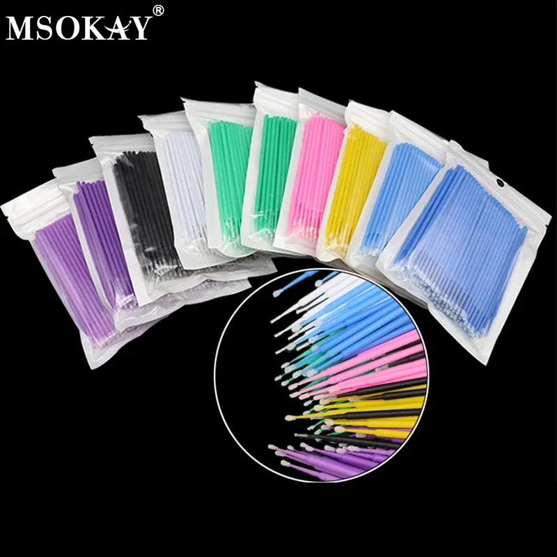 Brosse de nettoyage pour cils, lot de 100 pièces, microbrosses pour extensions de cils 4