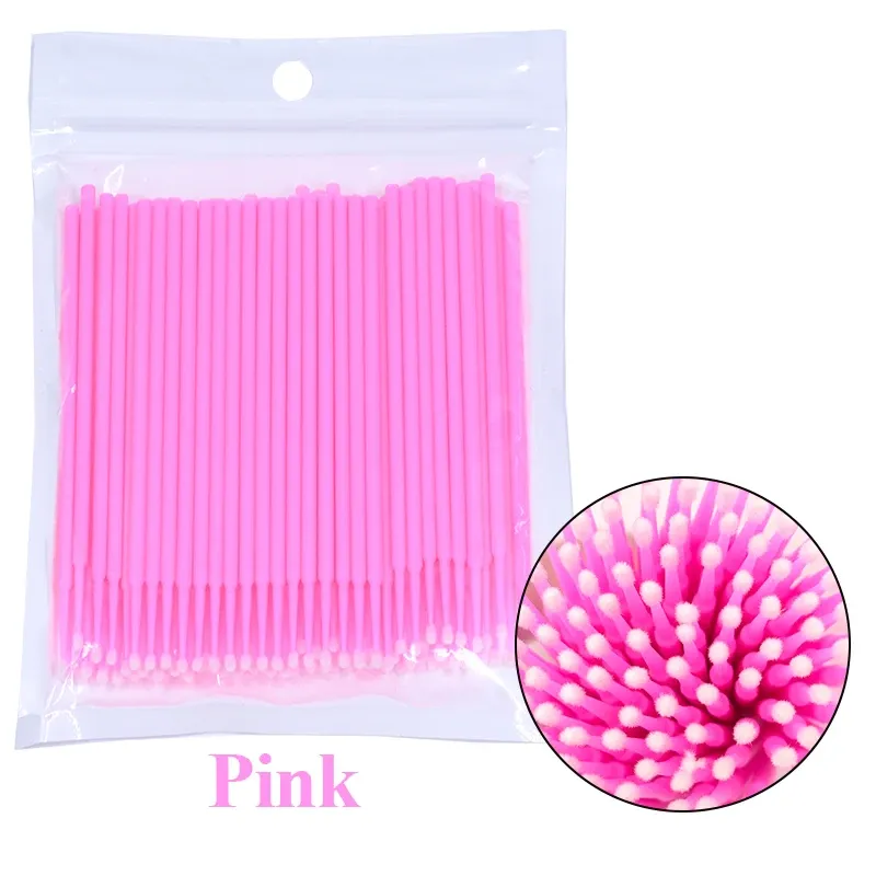 Brosse de nettoyage pour cils, lot de 100 pièces, microbrosses pour extensions de cils 19