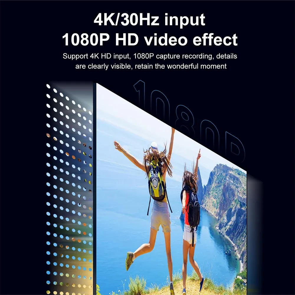 Carte d'acquisition vidéo HDMI 1080p/4K, compatible USB-A/USB-C, USB 2.0, pour l'enregistrement audio et vidéo avec QT, OBS Studio et PotPlayer 2