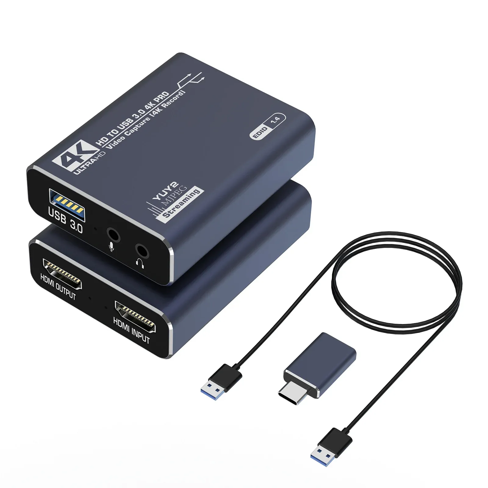 Carte d'acquisition vidéo HDMI 1080p/4K, compatible USB-A/USB-C, USB 2.0, pour l'enregistrement audio et vidéo avec QT, OBS Studio et PotPlayer 9