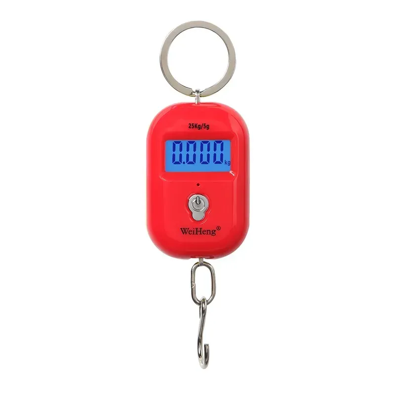 Balance numérique de pêche électronique compacte 25 kg / 5 g, balance de poche pour bagages avec crochet et écran LCD 9