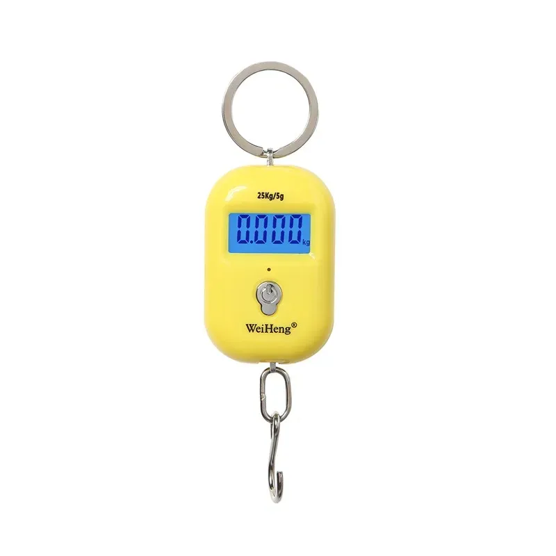Balance numérique de pêche électronique compacte 25 kg / 5 g, balance de poche pour bagages avec crochet et écran LCD 8