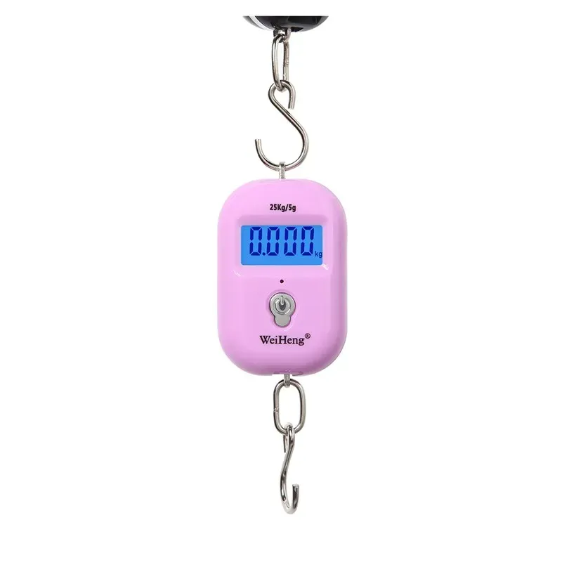 Balance numérique de pêche électronique compacte 25 kg / 5 g, balance de poche pour bagages avec crochet et écran LCD 7